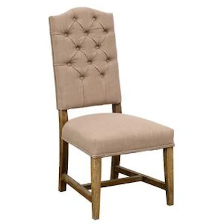 Button Tufted Side Chair with Solid Oak Legs